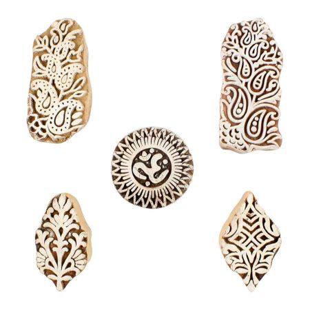 Set of 5 Piece New Mix Wooden Printing Blocks